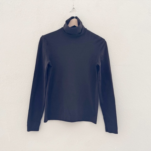 Wolford Long Sleeve Turtleneck Top Large Brown Cotton Blend Minimalist Designer - Picture 4 of 11